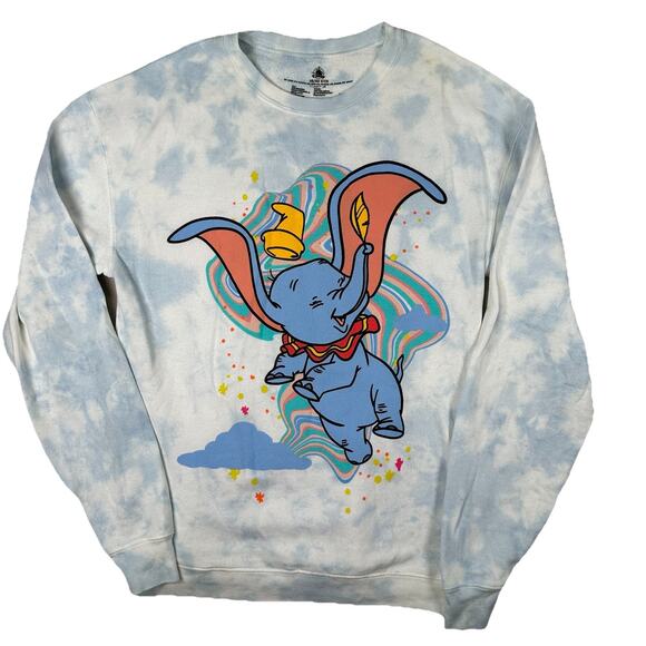 Disney Dumbo Flying Clouds Crewneck Sweatshirt Women’s Size Small Blue White - Picture 1 of 6